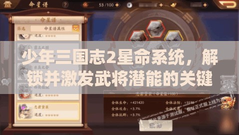 少年三国志2星命系统，解锁并激发武将潜能的关键路径