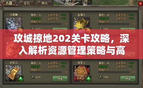 攻城掠地202关卡攻略，深入解析资源管理策略与高效通关技巧