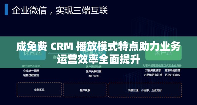 成免费 CRM 播放模式特点助力业务运营效率全面提升