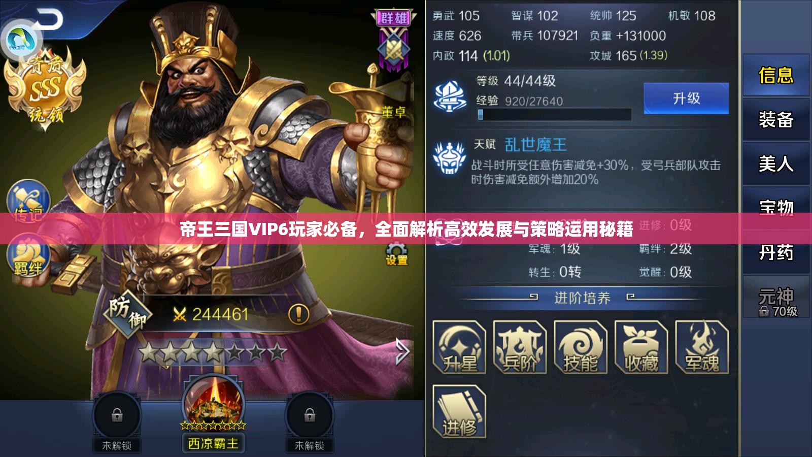 帝王三国VIP6玩家必备，全面解析高效发展与策略运用秘籍