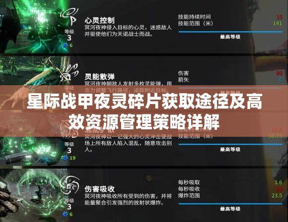 星际战甲夜灵碎片获取途径及高效资源管理策略详解