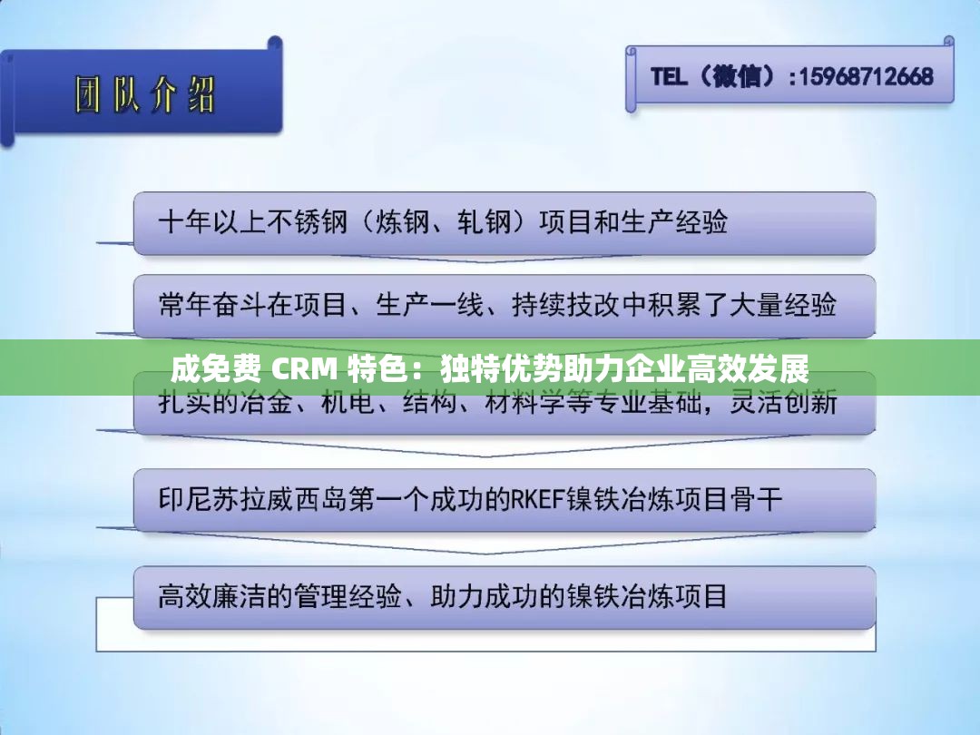 成免费 CRM 特色：独特优势助力企业高效发展