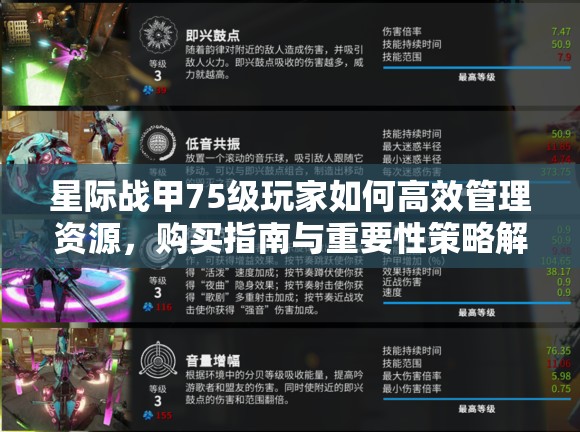 星际战甲75级玩家如何高效管理资源，购买指南与重要性策略解析