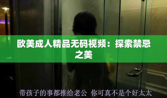 欧美成人精品无码视频：探索禁忌之美