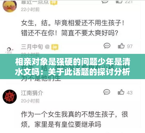 相亲对象是强硬的问题少年是清水文吗：关于此话题的探讨分析