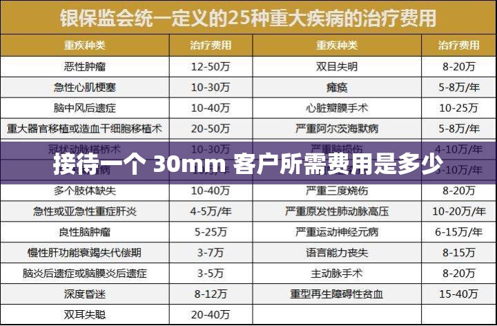 接待一个 30mm 客户所需费用是多少