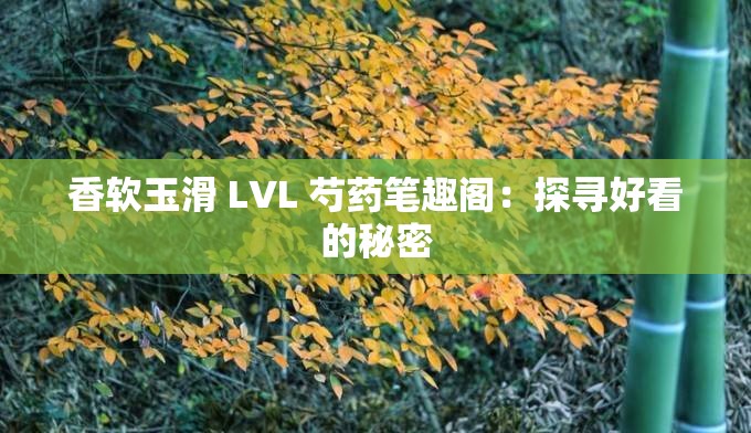 香软玉滑 LVL 芍药笔趣阁：探寻好看的秘密