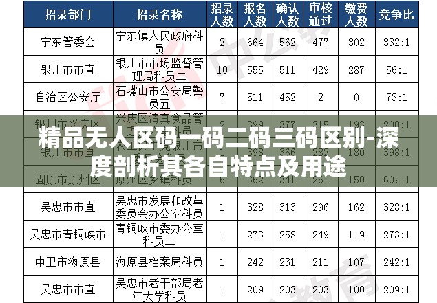 精品无人区码一码二码三码区别-深度剖析其各自特点及用途