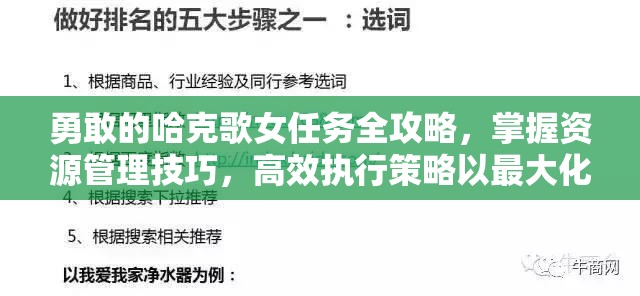 勇敢的哈克歌女任务全攻略，掌握资源管理技巧，高效执行策略以最大化任务价值