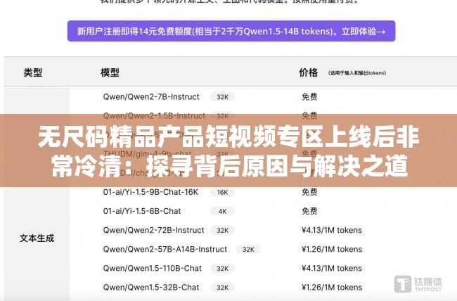 无尺码精品产品短视频专区上线后非常冷清：探寻背后原因与解决之道