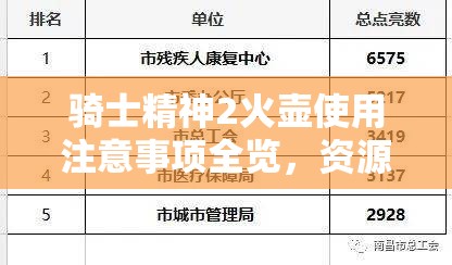 骑士精神2火壶使用注意事项全览，资源管理关键性及实战策略解析