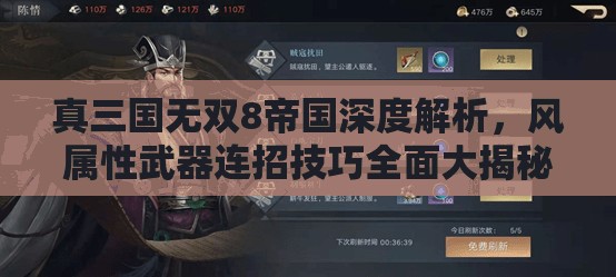 真三国无双8帝国深度解析，风属性武器连招技巧全面大揭秘