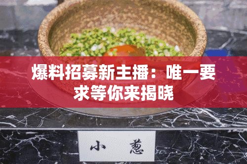 爆料招募新主播：唯一要求等你来揭晓