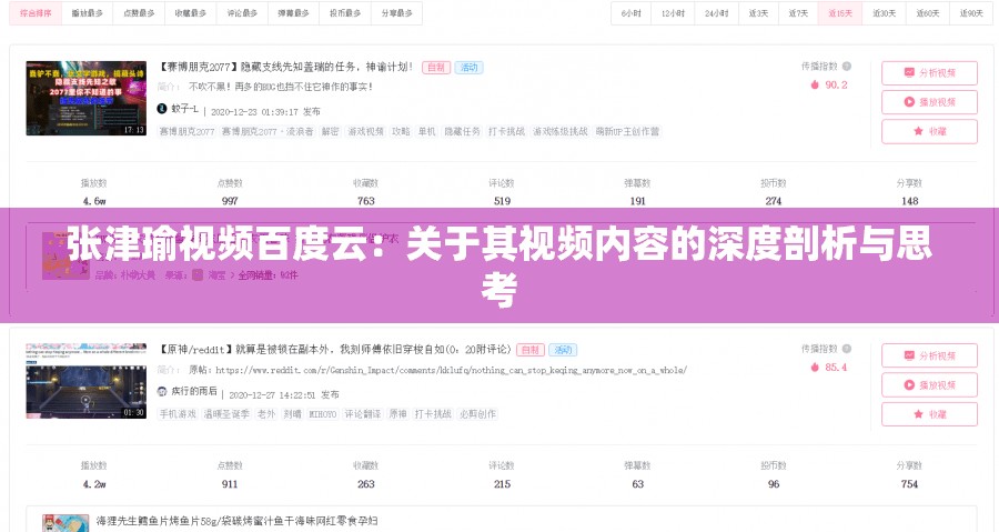 张津瑜视频百度云：关于其视频内容的深度剖析与思考