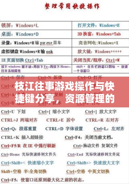 枝江往事游戏操作与快捷键分享，资源管理的重要性及高效利用策略解析