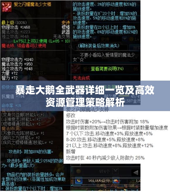 暴走大鹅全武器详细一览及高效资源管理策略解析