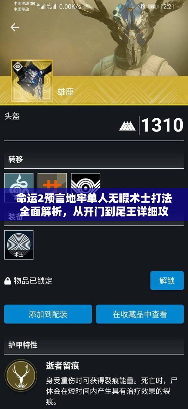 命运2预言地牢单人无暇术士打法全面解析，从开门到尾王详细攻略