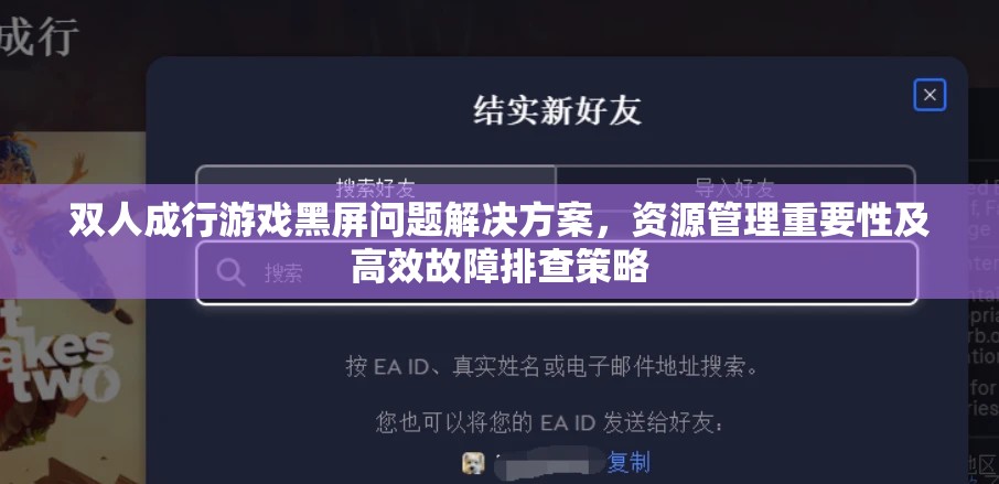 双人成行游戏黑屏问题解决方案，资源管理重要性及高效故障排查策略