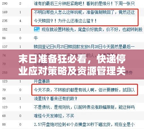 末日准备狂必看，快递停业应对策略及资源管理关键性解析