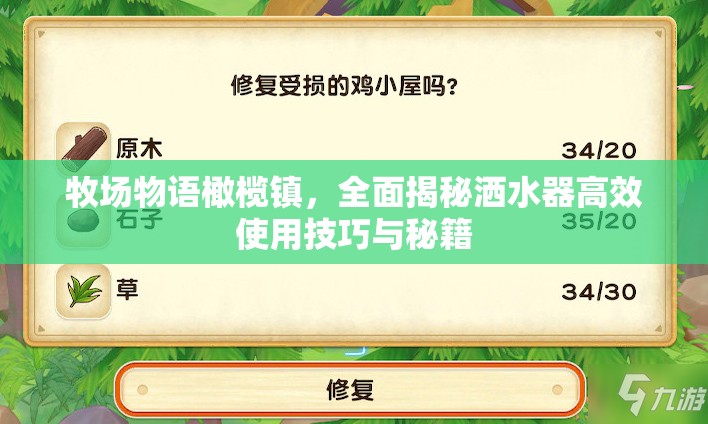 牧场物语橄榄镇，全面揭秘洒水器高效使用技巧与秘籍