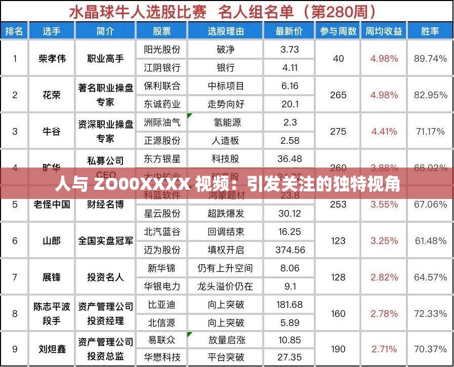 人与 ZO00XXXX 视频：引发关注的独特视角