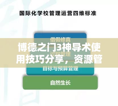 博德之门3神导术使用技巧分享，资源管理视角下的策略与重要性