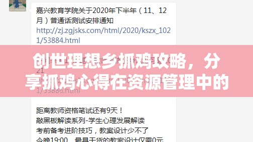 创世理想乡抓鸡攻略，分享抓鸡心得在资源管理中的关键性技巧与策略