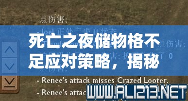 死亡之夜储物格不足应对策略，揭秘资源管理在游戏中的核心重要性