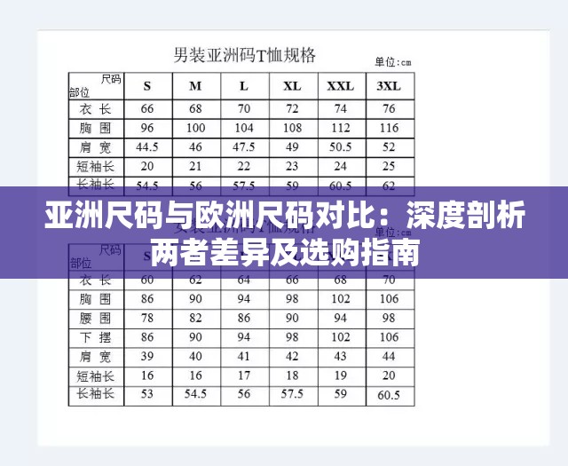 亚洲尺码与欧洲尺码对比：深度剖析两者差异及选购指南