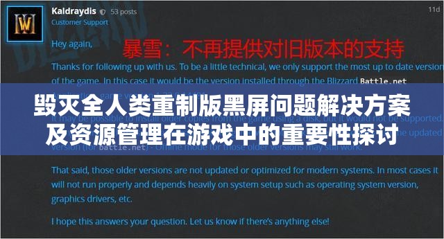 毁灭全人类重制版黑屏问题解决方案及资源管理在游戏中的重要性探讨