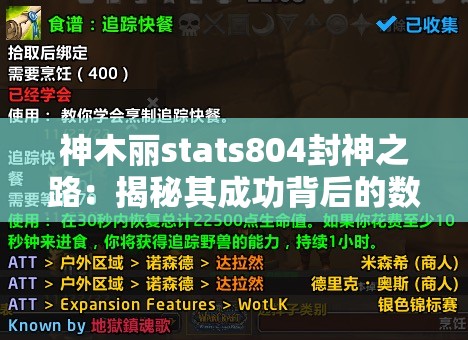 神木丽stats804封神之路：揭秘其成功背后的数据与策略分析