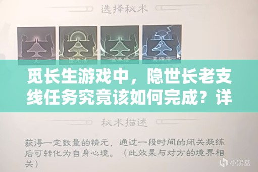 觅长生游戏中，隐世长老支线任务究竟该如何完成？详细方法大揭秘！