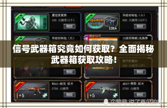 信号武器箱究竟如何获取？全面揭秘武器箱获取攻略！