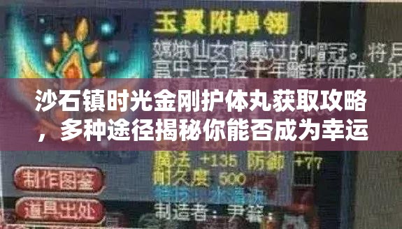 沙石镇时光金刚护体丸获取攻略，多种途径揭秘你能否成为幸运儿？