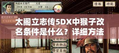 太阁立志传5DX中猴子改名条件是什么？详细方法揭秘！