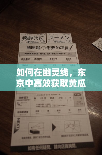 如何在幽灵线，东京中高效获取黄瓜？底层逻辑与实战操作全揭秘