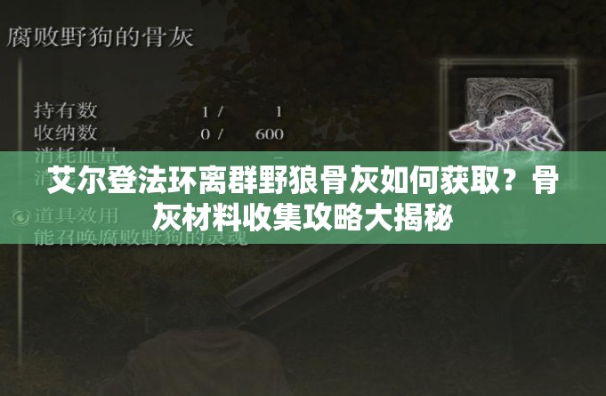 艾尔登法环离群野狼骨灰如何获取？骨灰材料收集攻略大揭秘