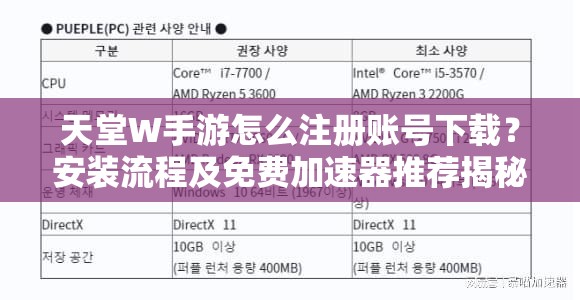 天堂W手游怎么注册账号下载？安装流程及免费加速器推荐揭秘